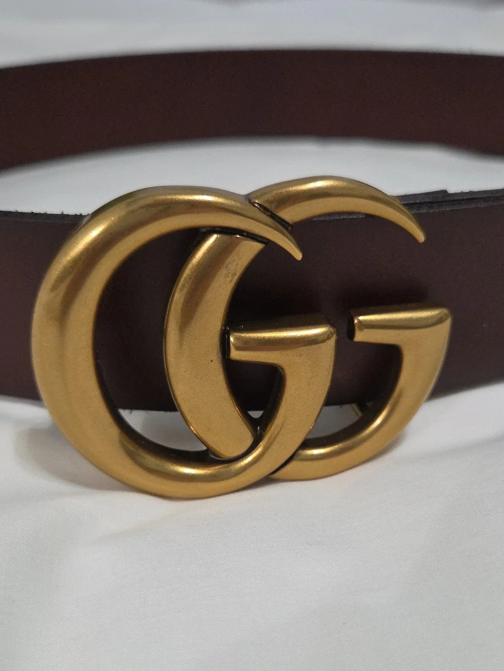 Gucci Brown Leather Belt with Gold Double G Buckle